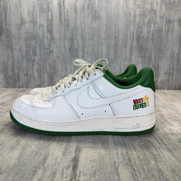 Size 10 - Nike Air Force 1 2022 Low West Indies-green And White - Picture 1 of 11
